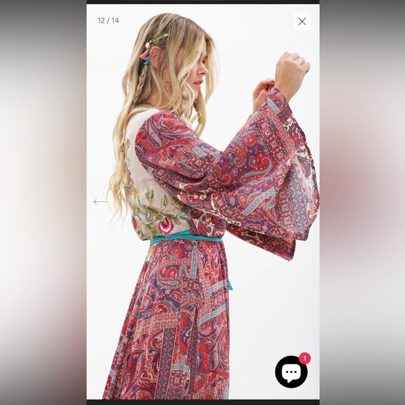 NWT Aratta Silent Journey Magical Creature Dress Sz S Embroidered Linen Coral - Picture 8 of 16